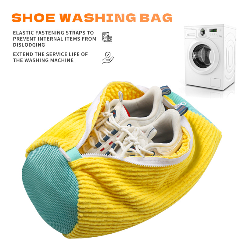Sneaker Cleaner - 柔らかいブラシ付きの洗濯機用シューズ洗濯バッグ。型崩れしにくいスニーカー用洗濯ネット。ファスナー付き。2種類のデザイン。