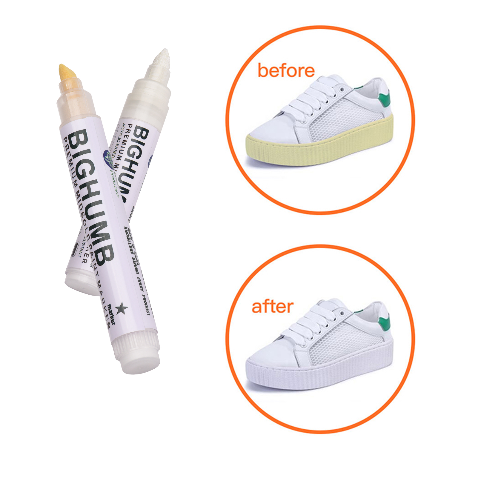 Sneaker Care Spray - ペン BIGTHUMB プレミアムミッドソールペイントマーカー スニーカーリニューアルリペアペン スポーツシューズホワイトニングペン 速乾性ポータブルシューズクリーナー