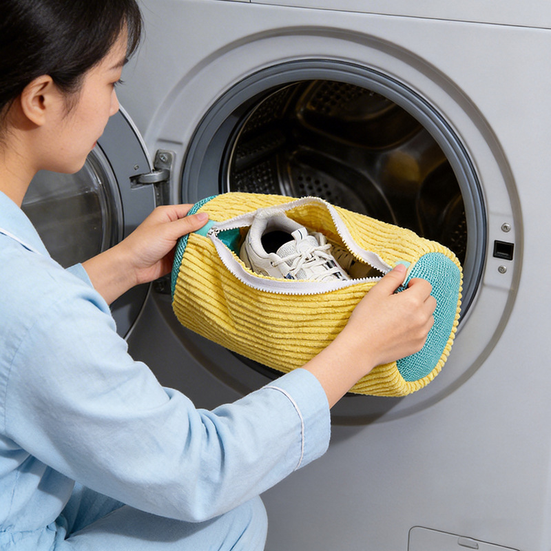 柔らかいブラシ付きの洗濯機用シューズ洗濯バッグ。型崩れしにく - Sneaker Cleaner のレビューと価格